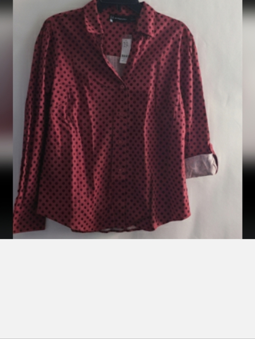 New With Tags New York & Company Red Polka Dot Blouse Vintage Vibe Size Large
